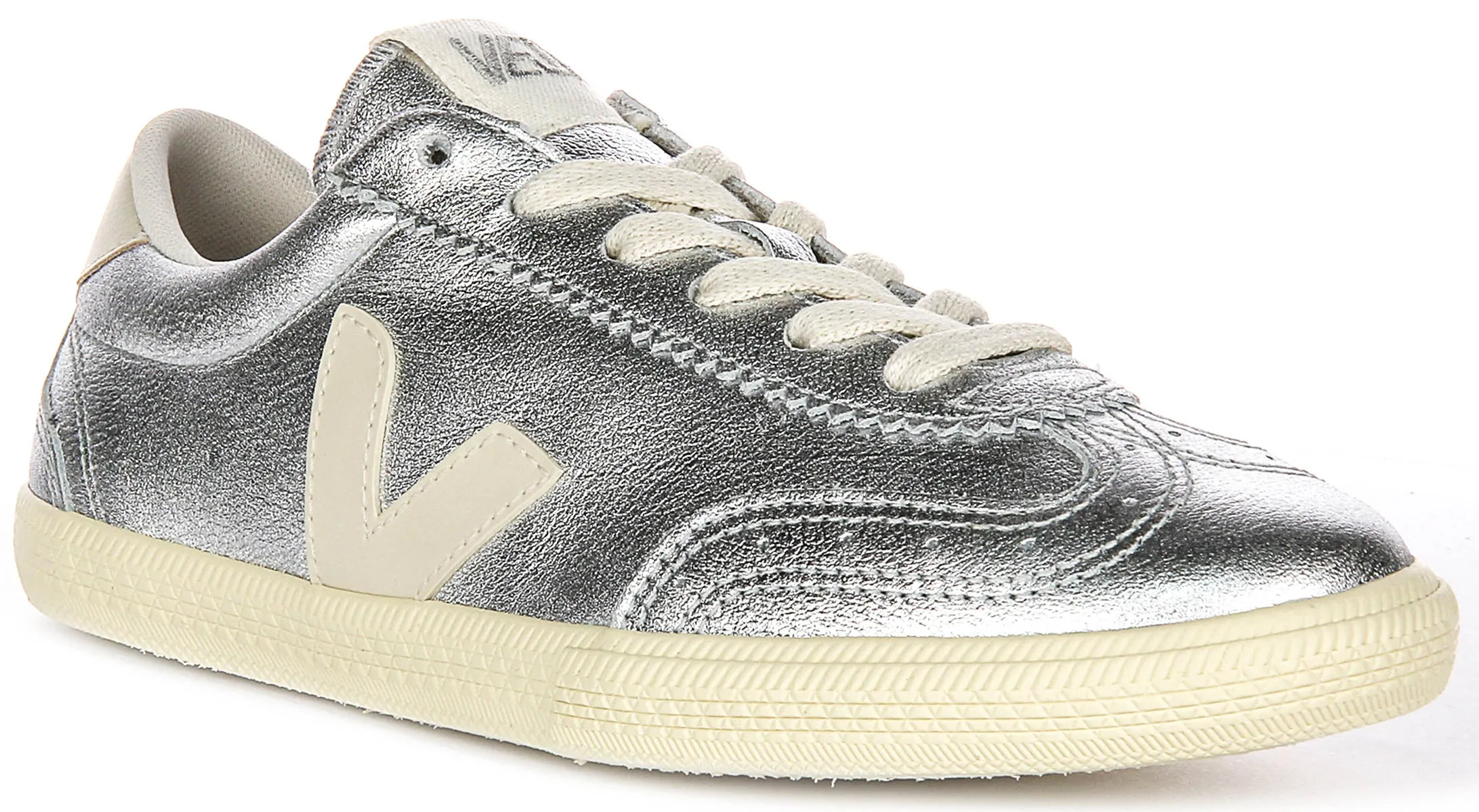 Mesh Upper Cushion Frame Veja Volley Leather In Silver For Women