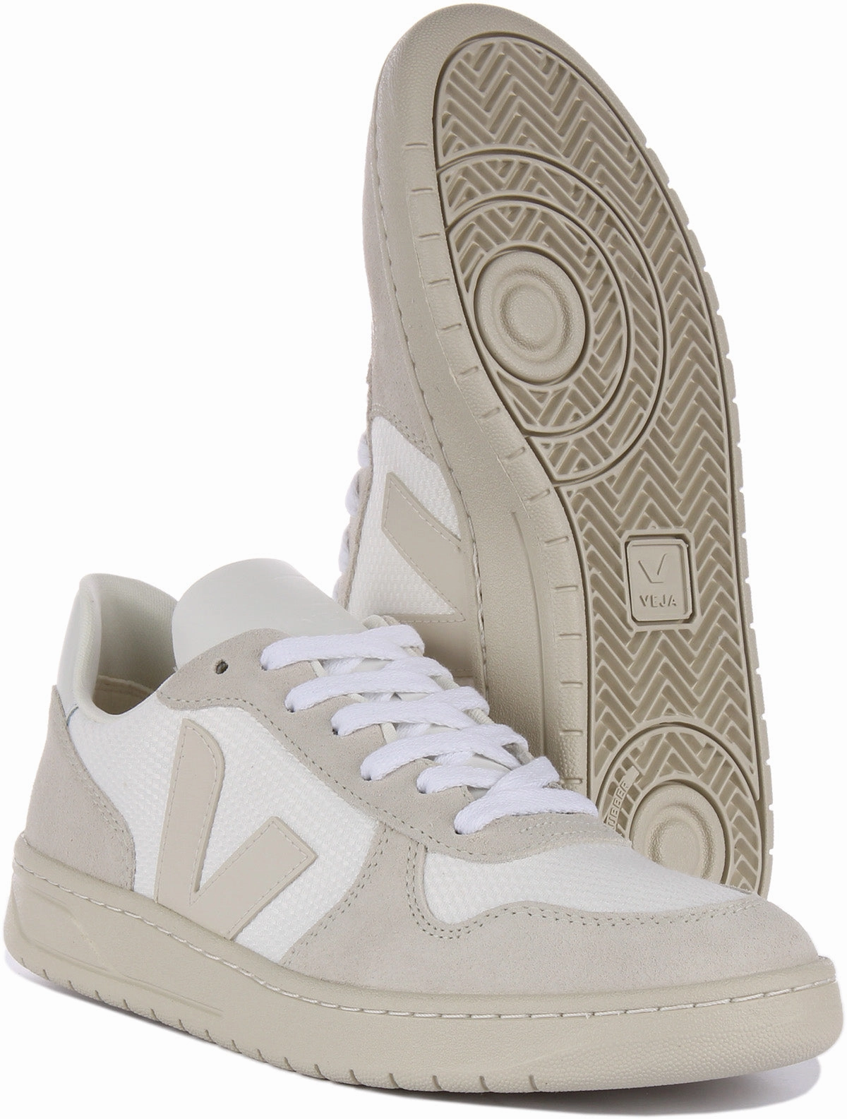 Veja V-10 B-Mesh In White Grey For Women Soft Frame