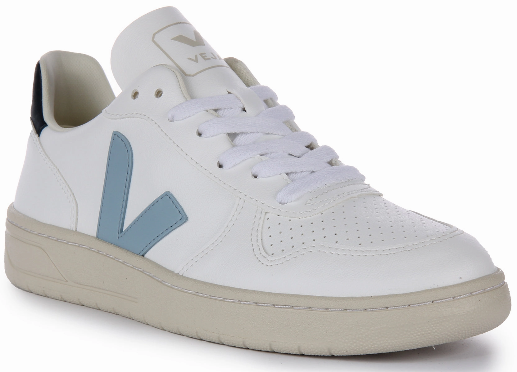 Veja V 10 Cwl In White Blue For Men Breathable Core