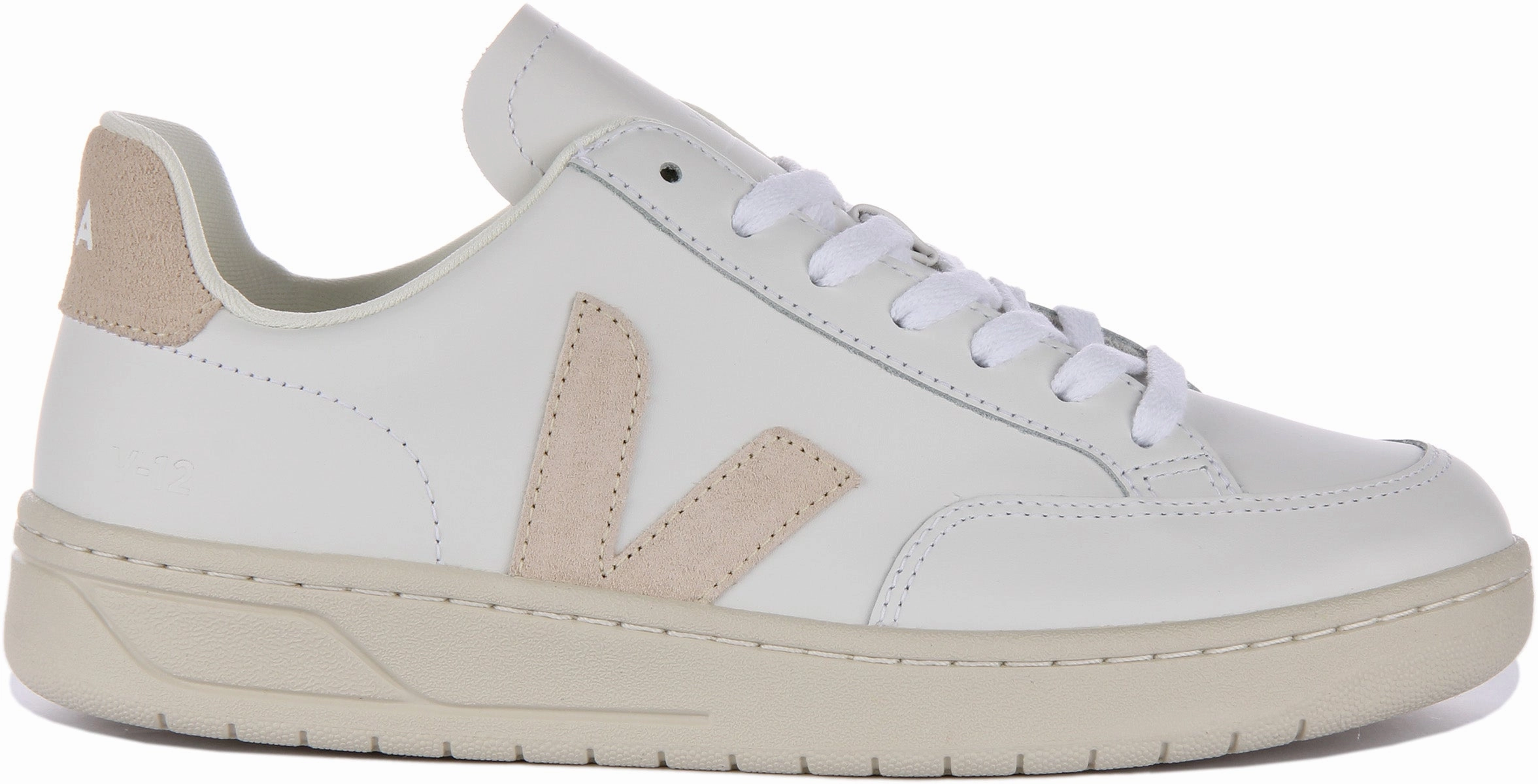 Veja V-12 Leather In White Beige For Women Light Traction