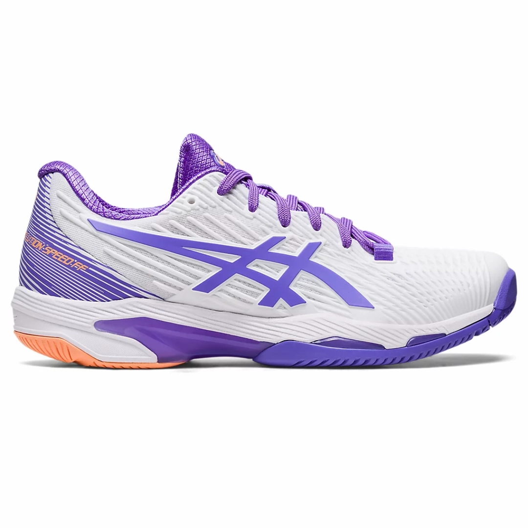 Velcro Closure Asics Women Solution Speed FF 2 Tennis Shoes - White/Amethyst