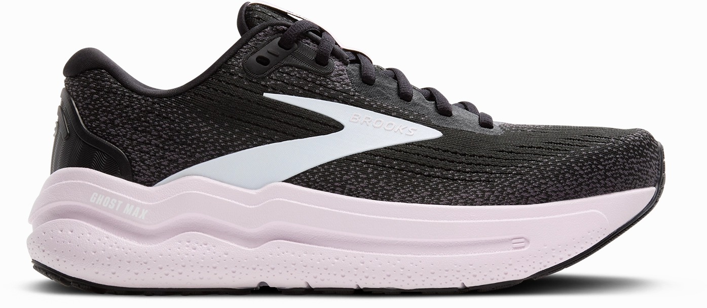 W Brooks Ghost Max 2 Black White Orchid Ice