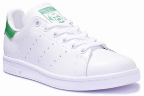 Adidas Stan Smith J Lace Up Leather Trainers In White Green For Youth Enhanced Performance running in dry weather shoes