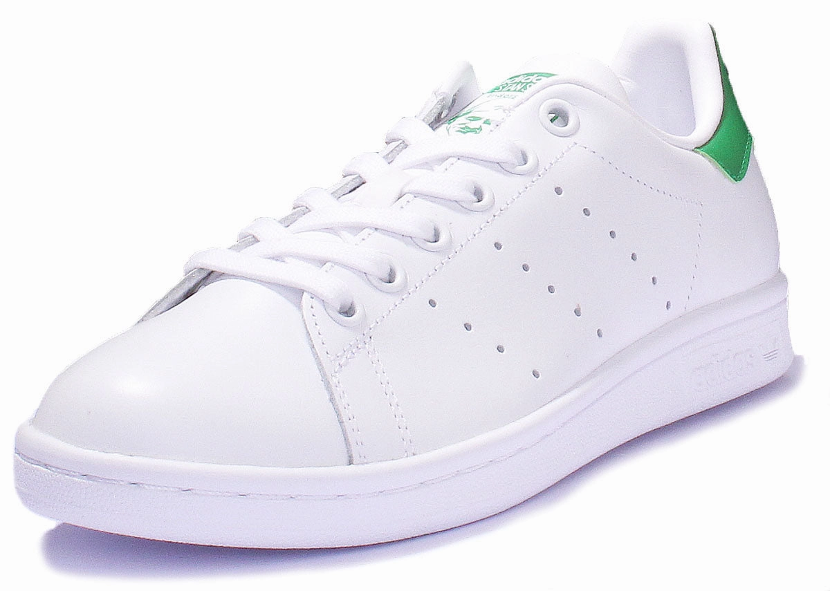 Water - tight seal Adidas Stan Smith J Lace Up Leather Trainers In White Green For Youth