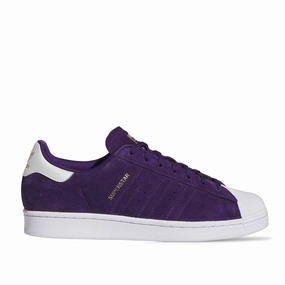 Adidas Superstar Purple/Zero Spark/Gold running in a bridge area shoes