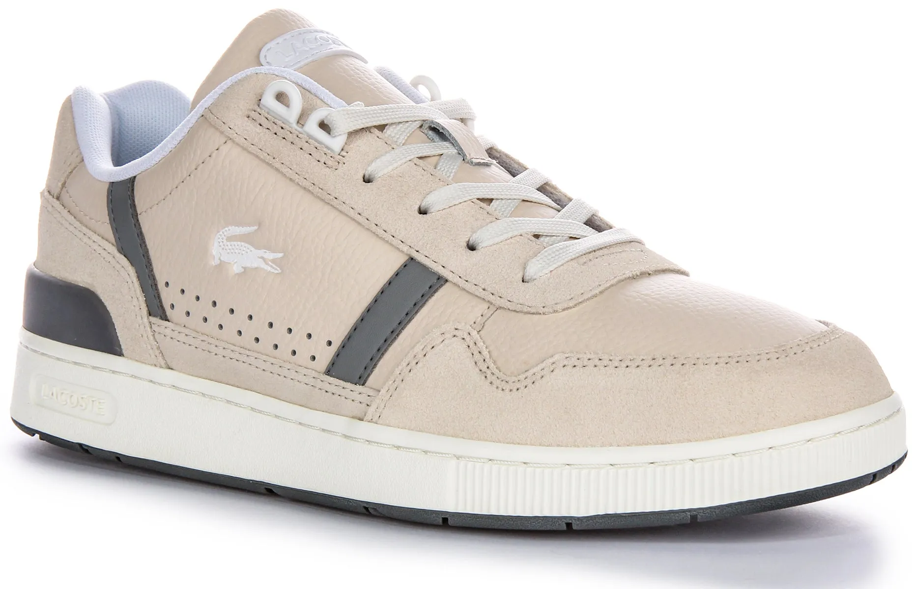 Lacoste T-Clip Trainers In Beige For Men Ultra Support Agile Sole