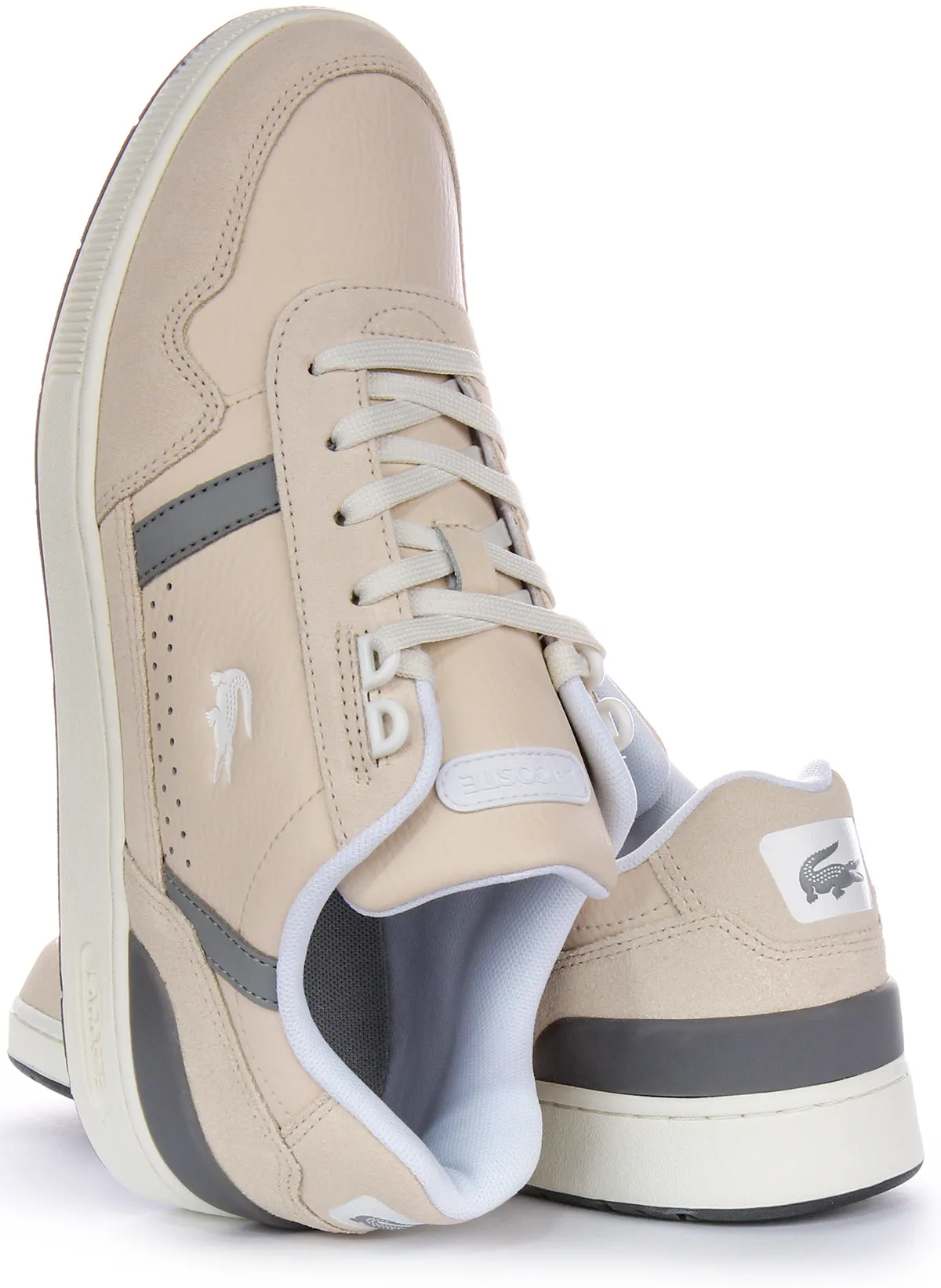 Wear resistant Lacoste T-Clip Trainers In Beige For Men