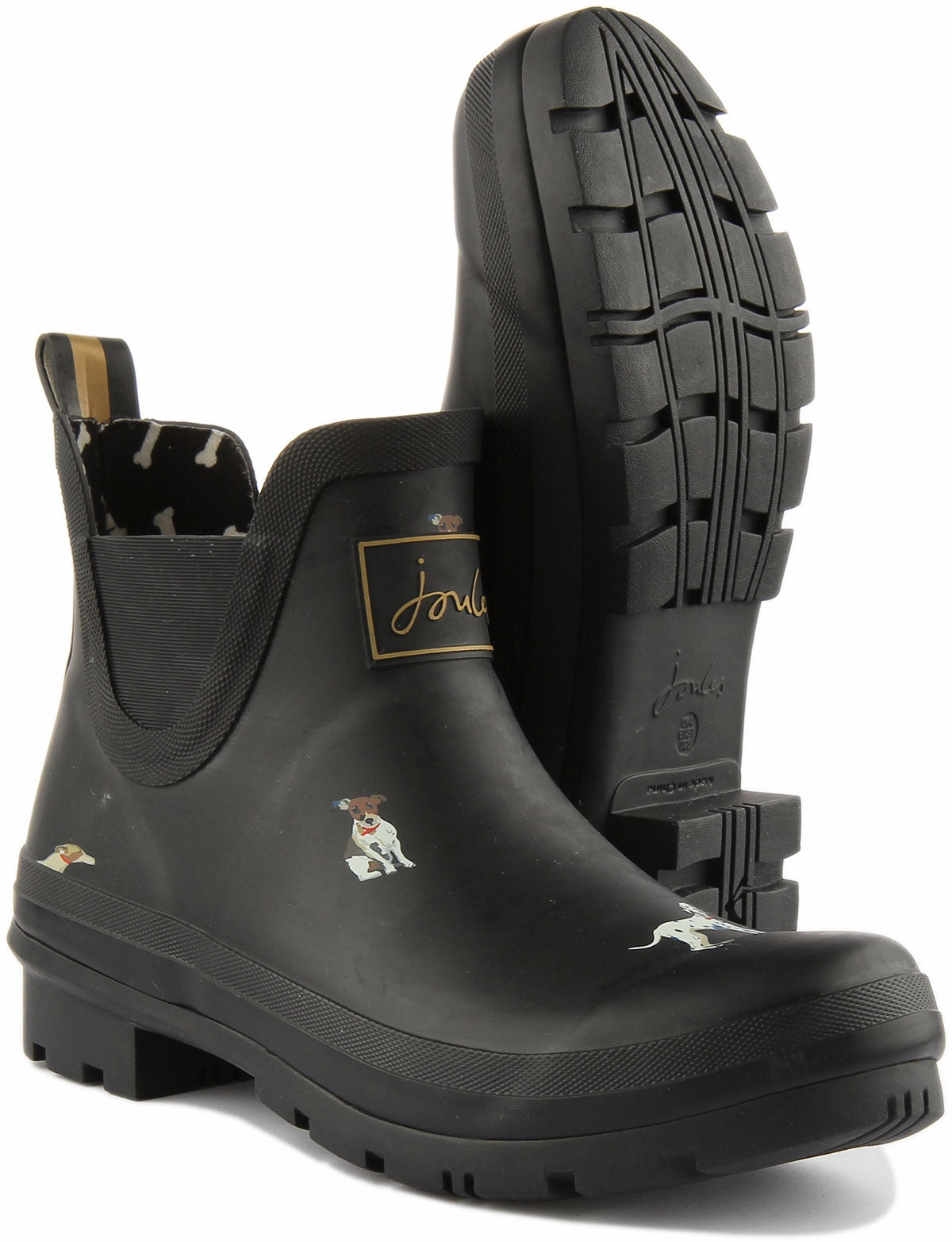 Weather Ready Joules Wellibob In Black Dog Print For Women