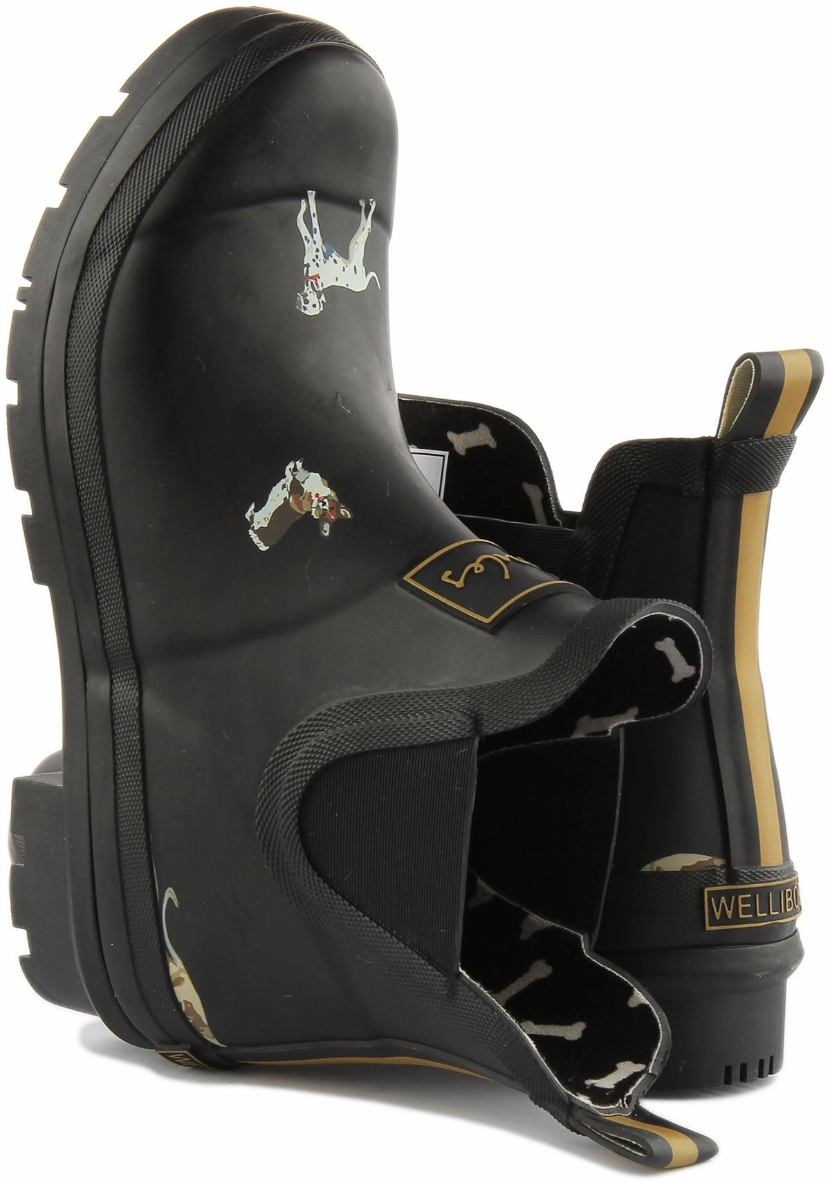 Weather Ready Joules Wellibob In Black Dog Print For Women