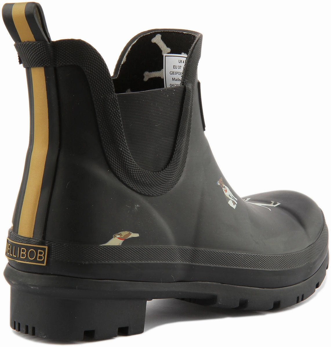 Weather Ready Joules Wellibob In Black Dog Print For Women