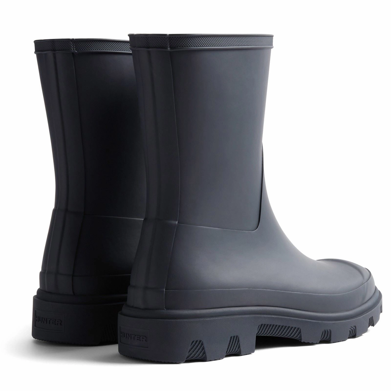 wide calf Hunter Downpour Short Boot Rubber Women's Hunter Navy Wellington Boots