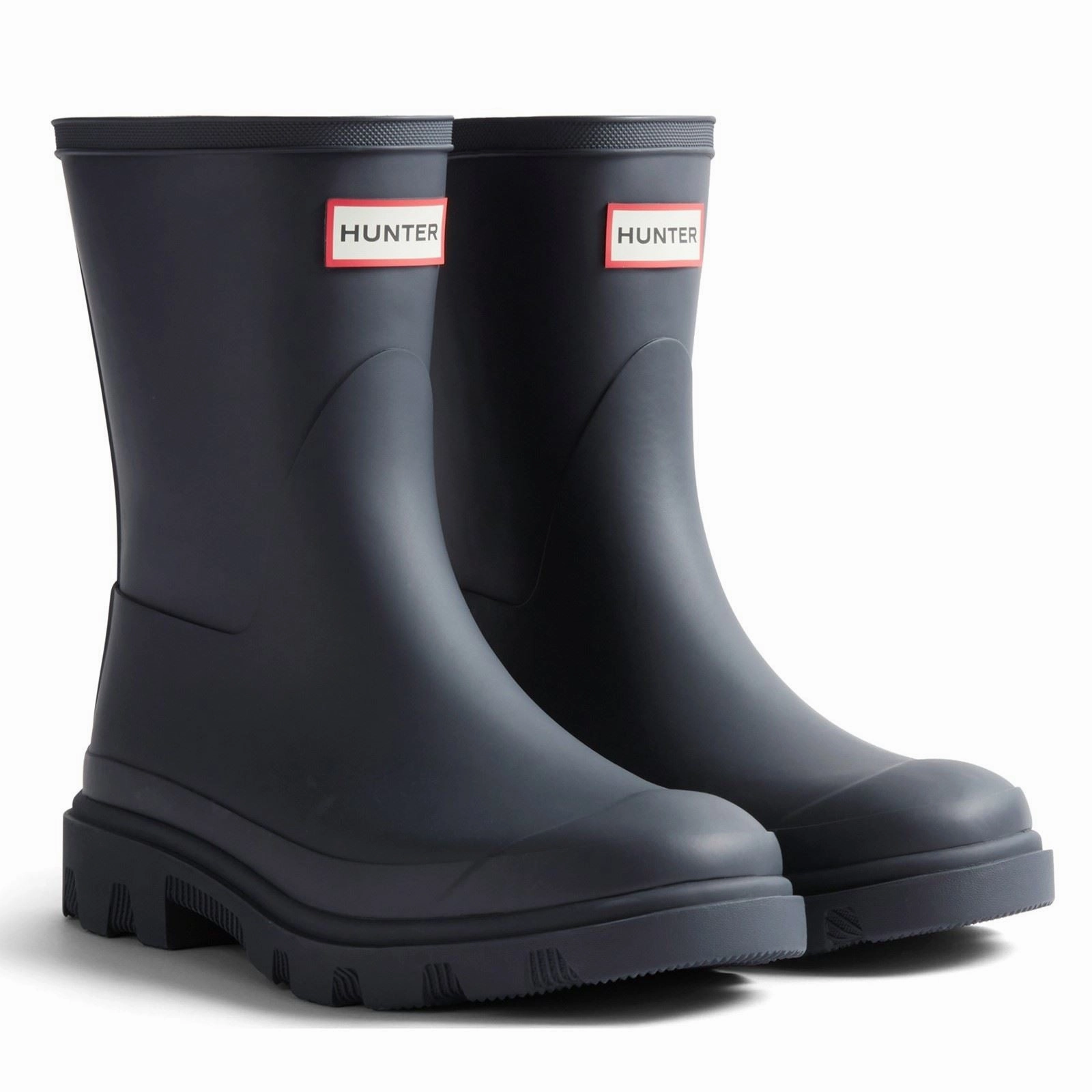 wide calf Hunter Downpour Short Boot Rubber Women's Hunter Navy Wellington Boots