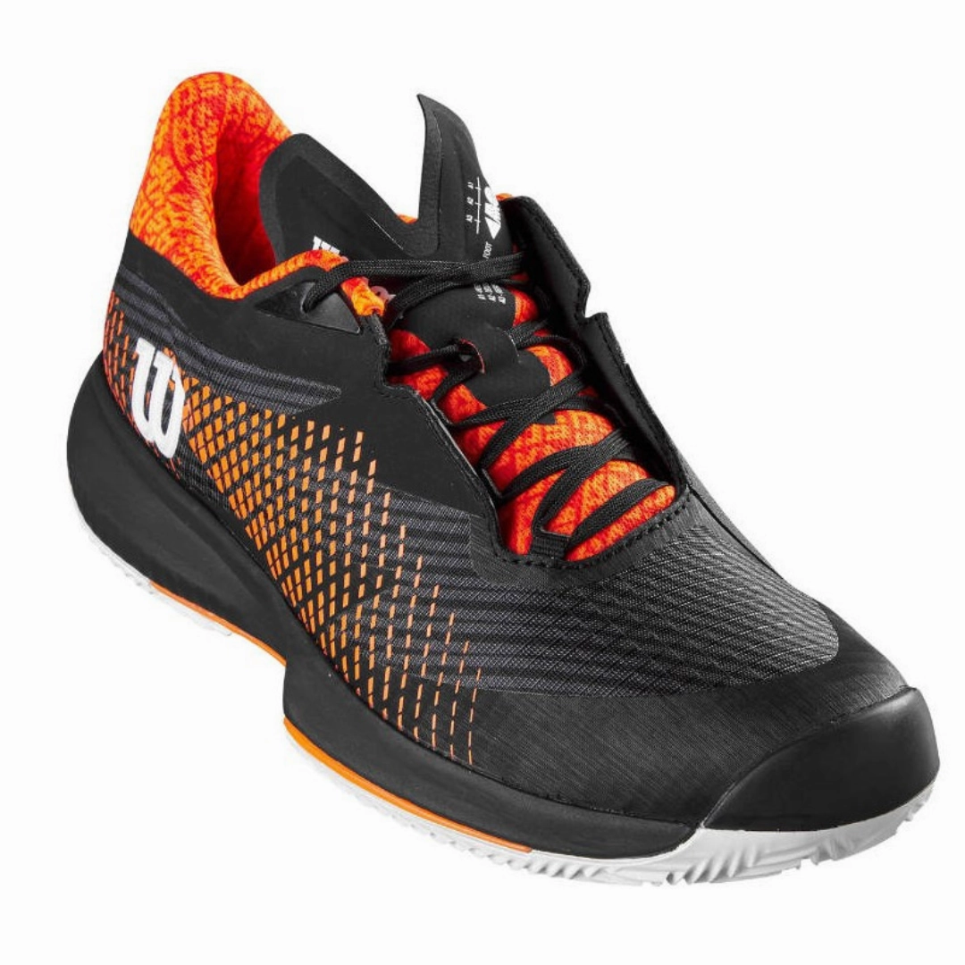 Wilson 2023 Kaos Swift 1.5 Men's Tennis Shoes - Black/Phantom/Shocking Orange Energy Absorbing Technology Design