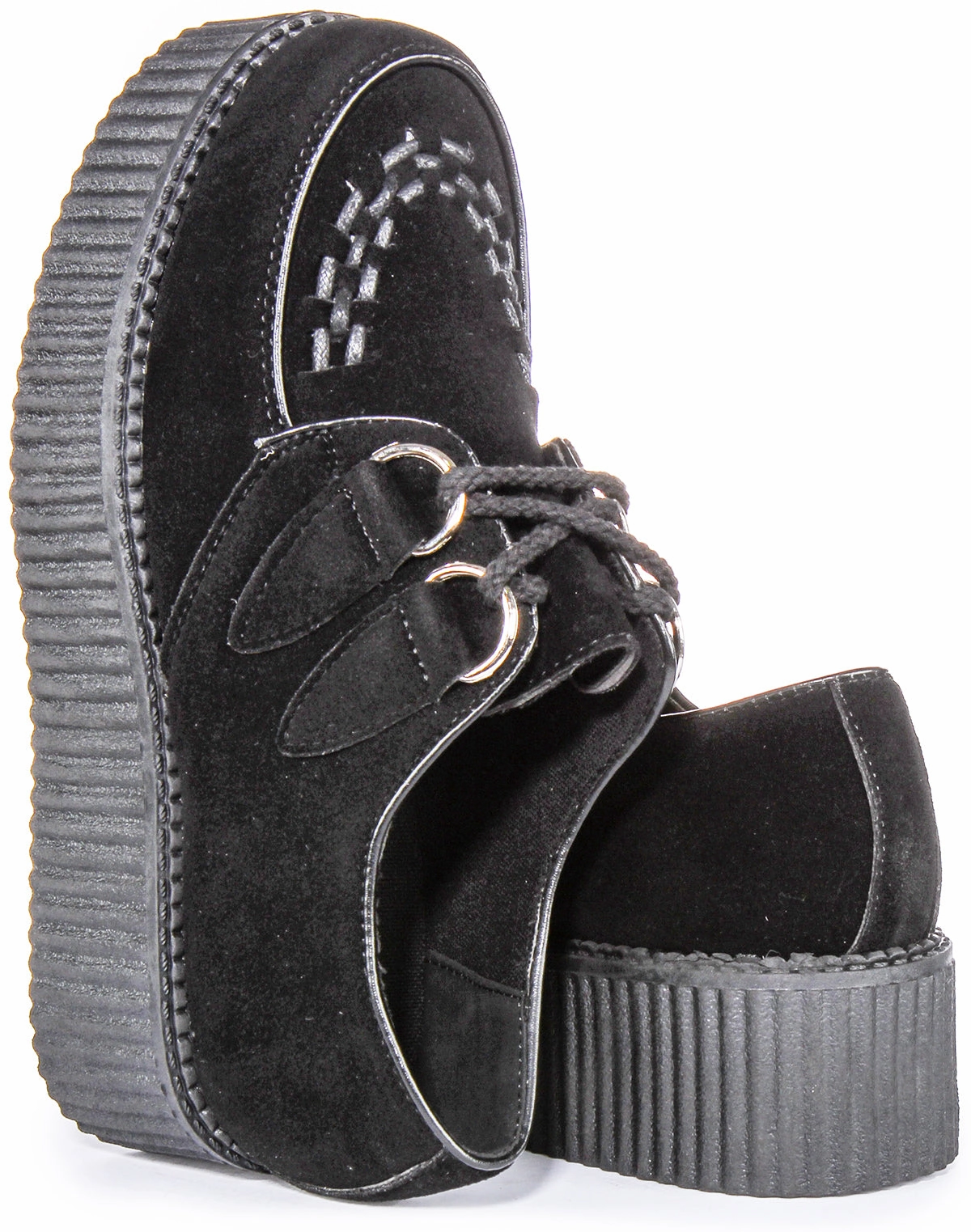 Womens Creeper Double Sole In Black Mono For Women Flexible Walk-Step-In