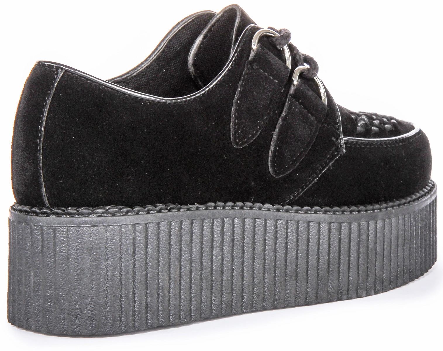 Womens Creeper Double Sole In Black Mono For Women Flexible Walk-Step-In