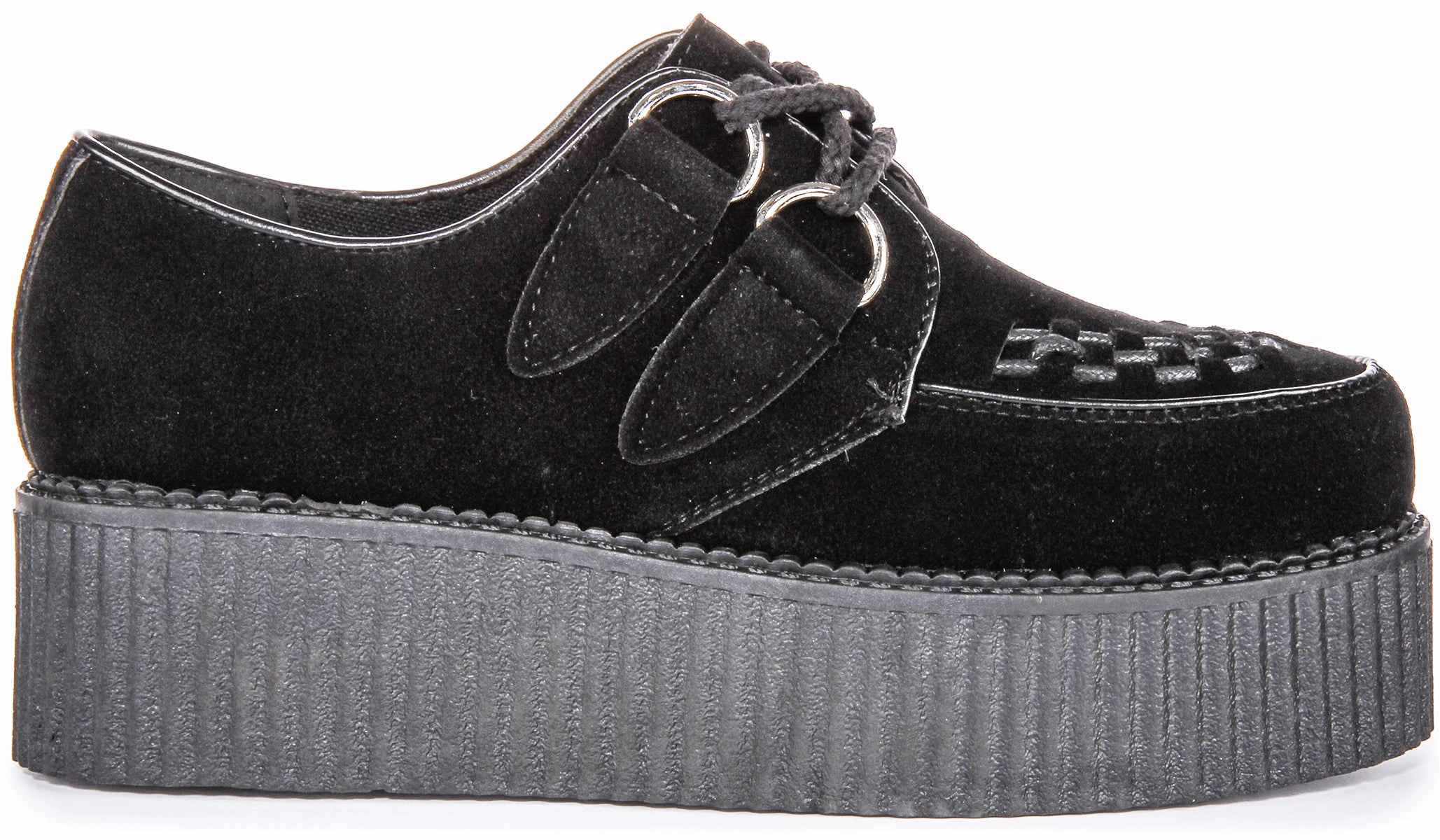 Womens Creeper Double Sole In Black Mono For Women Flexible Walk-Step-In