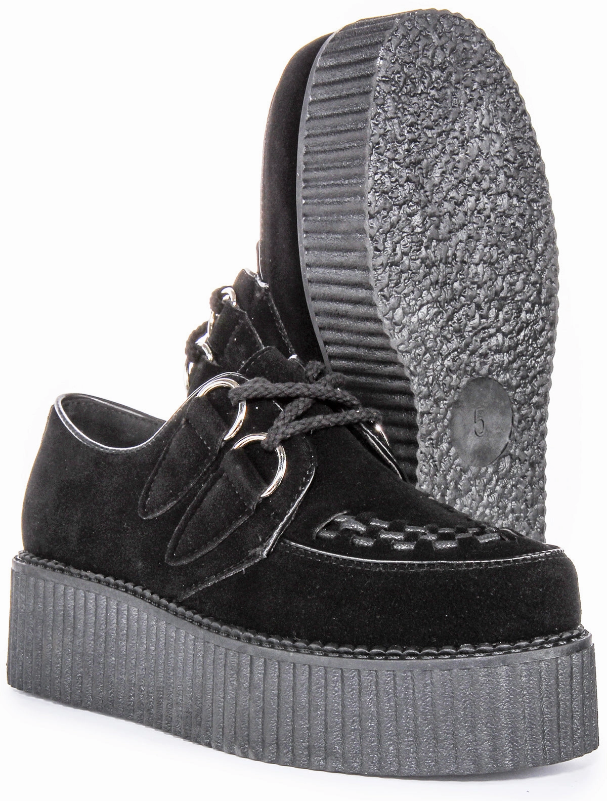 Womens Creeper Double Sole In Black Mono For Women Flexible Walk-Step-In