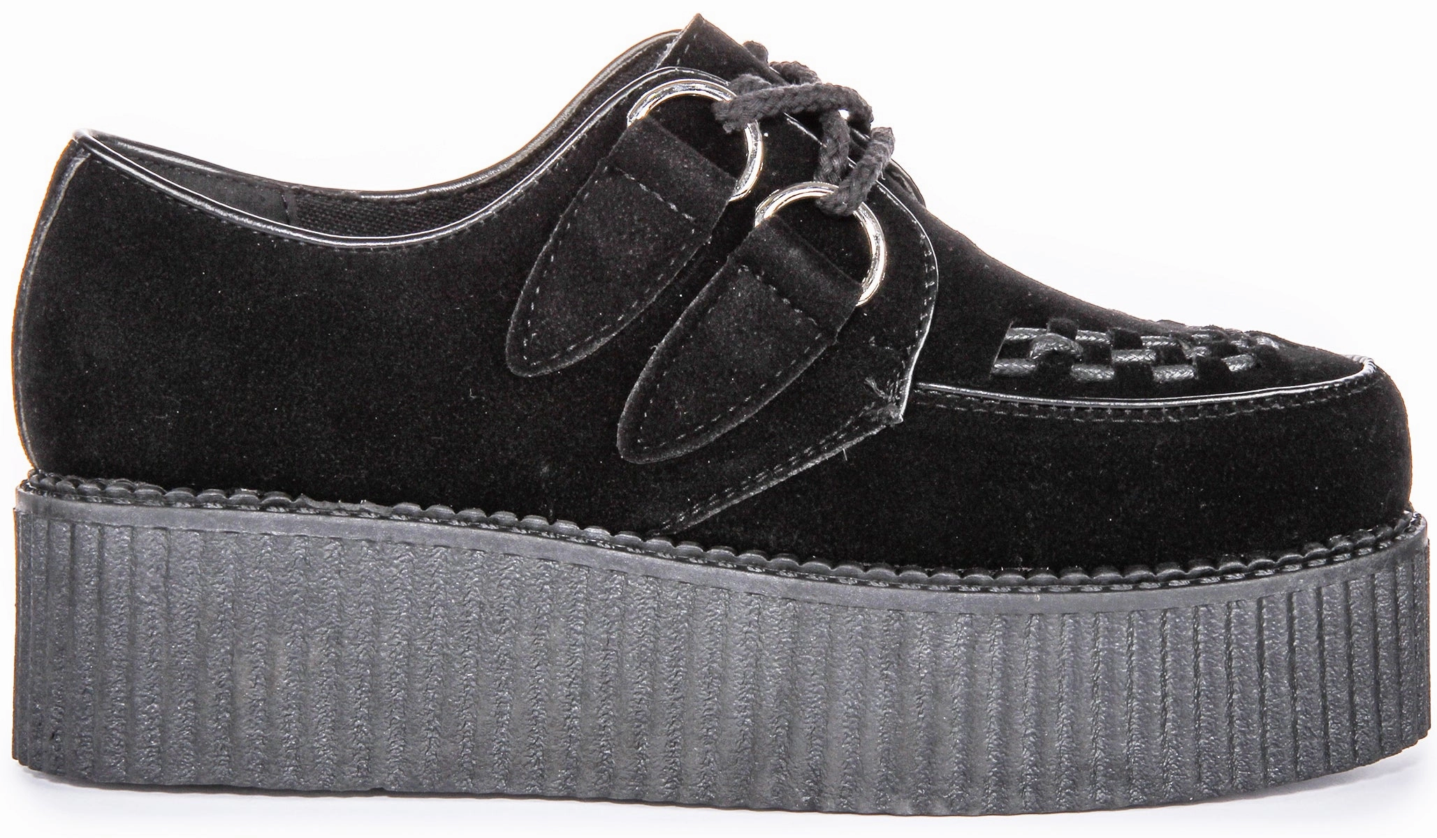 Womens Creeper Double Sole In Black Mono For Women Flexible Walk-Step-In