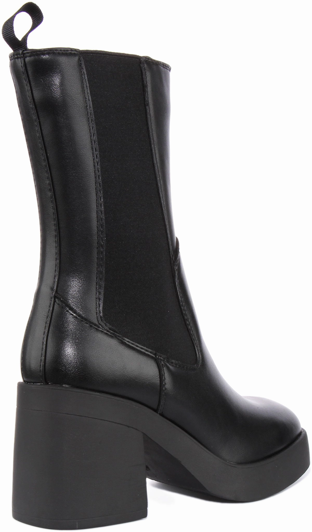 Womens High Chelsea Block Heel Zip Ankle Boot In Black Trail Safety
